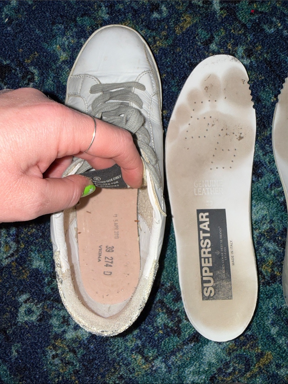 Golden Goose White Leather Low-Top Sneakers with Gray Laces - Picture 5 of 7